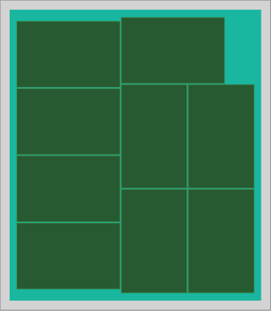 21 x 24 panel layout with nine 5.1 x 8 PCBs at 72.9% utilization, rotations allowed