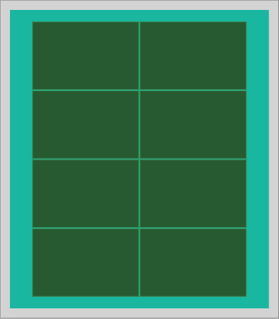 21 x 24 panel layout with eight 5.1 x 8 PCBs at 64.8% utilization, no rotations